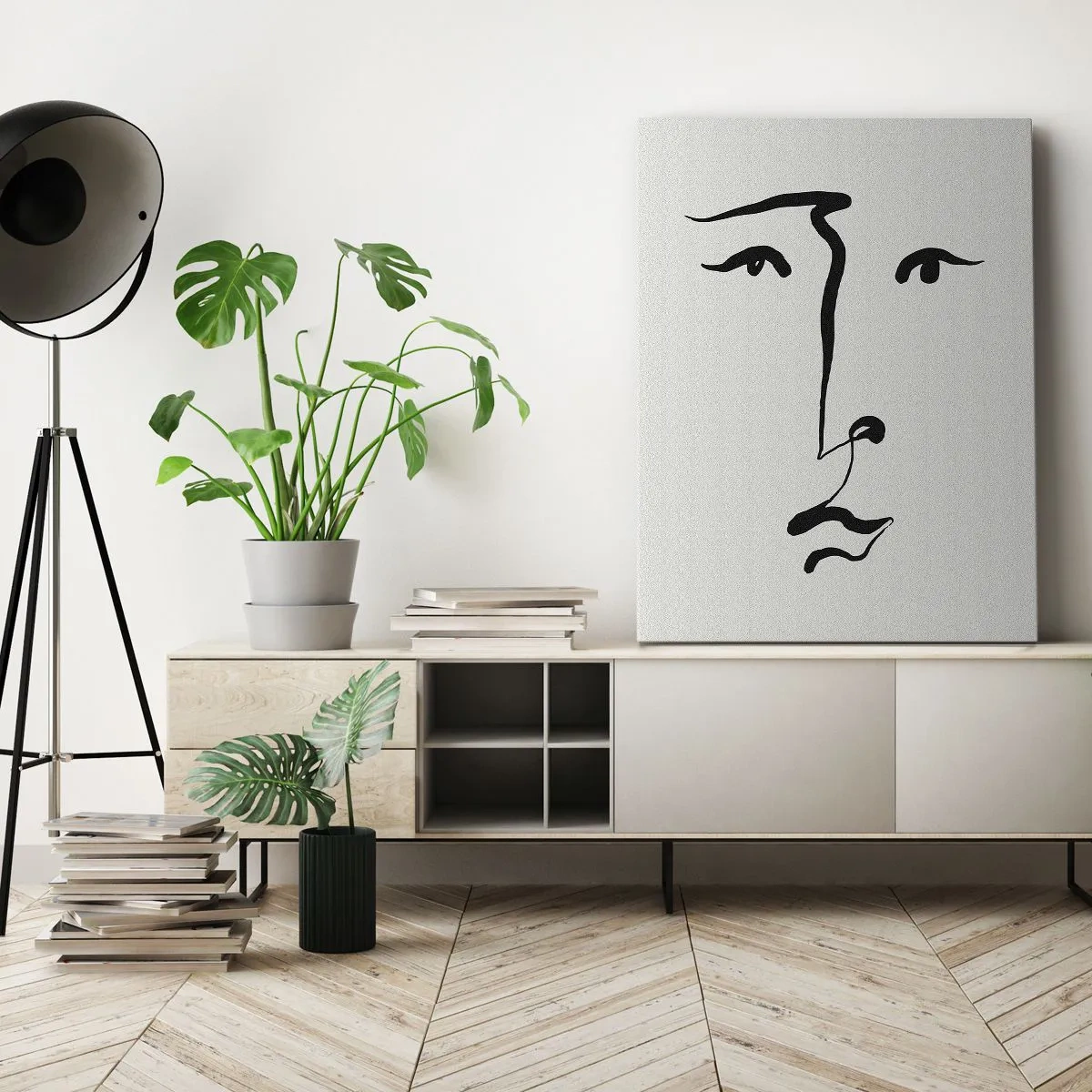 Cuadro sobre lienzo - Impresión de Imagen - Retrato en una línea - 55x100 cm