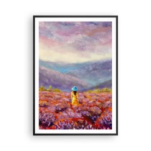 Póster en marco negro - En un mundo de lavanda - 70x100 cm