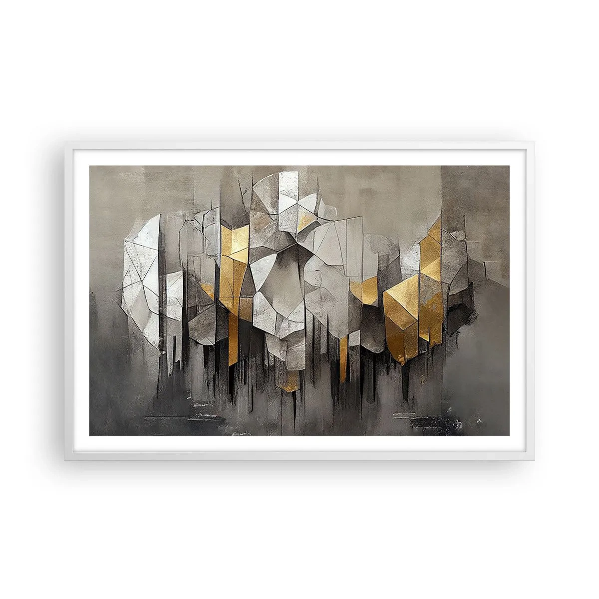 Póster en marco blanco - Composición hecha de hielo y luz - 91x61 cm