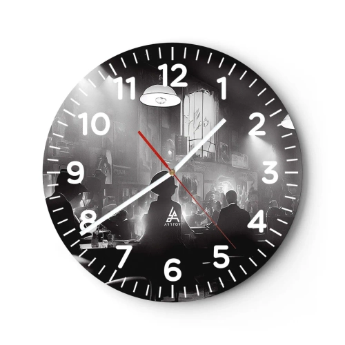 Reloj de pared - Reloj de vidrio - En clave de jazz - 30x30 cm