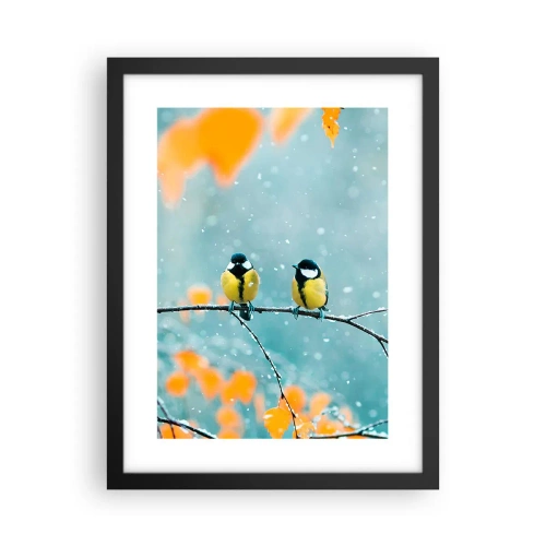 Póster en marco negro - Cotilleo de pájaros - 30x40 cm