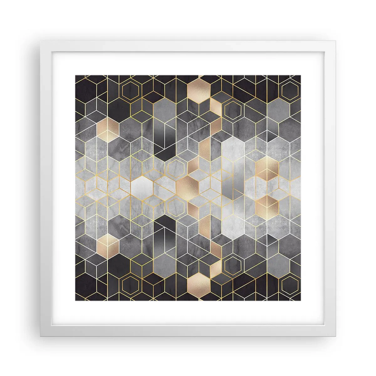Póster en marco blanco - Composición de diamantes - 40x40 cm
