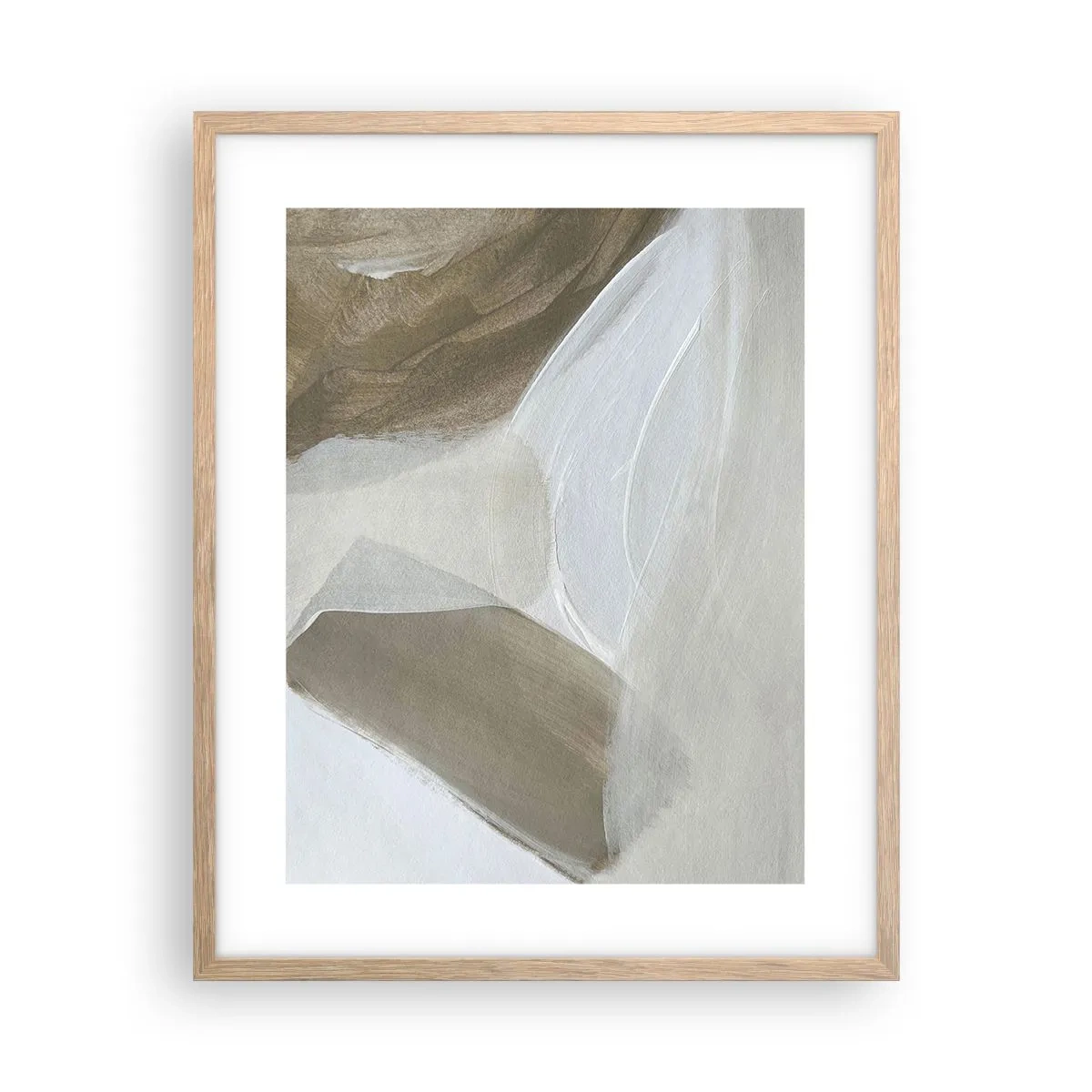 Póster en marco roble claro - Ola de blanco - 40x50 cm