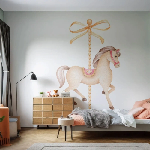 Fotomural personalizado Standard Eco - Al trote grácil - Caballo, tiovivo, De niña