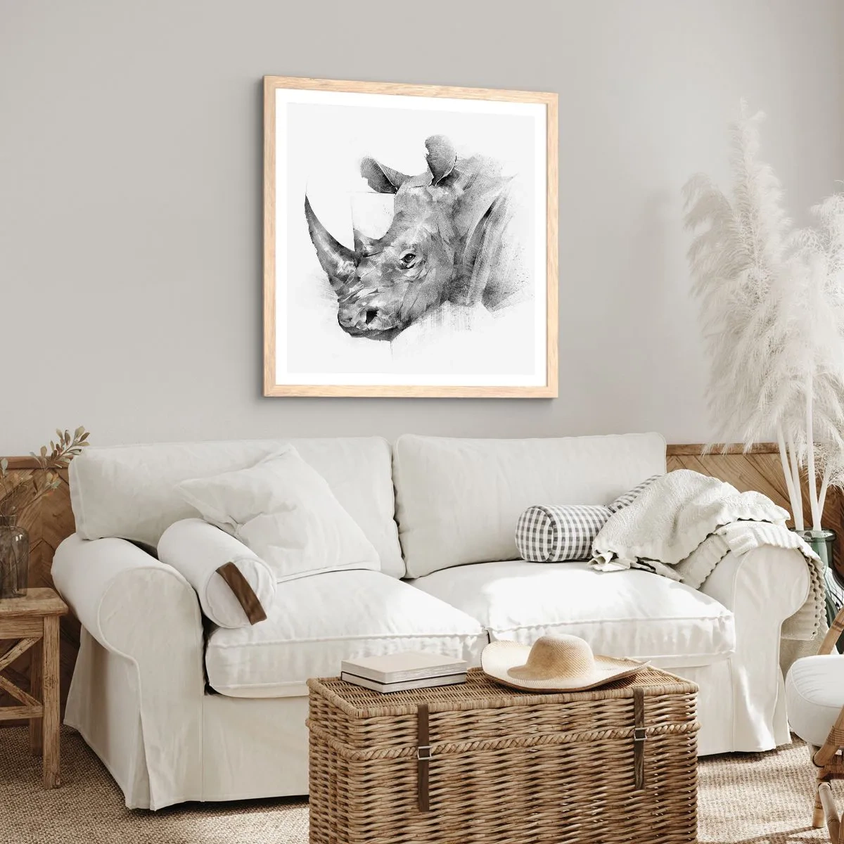 Póster en marco roble claro - Retrato africano - 40x40 cm