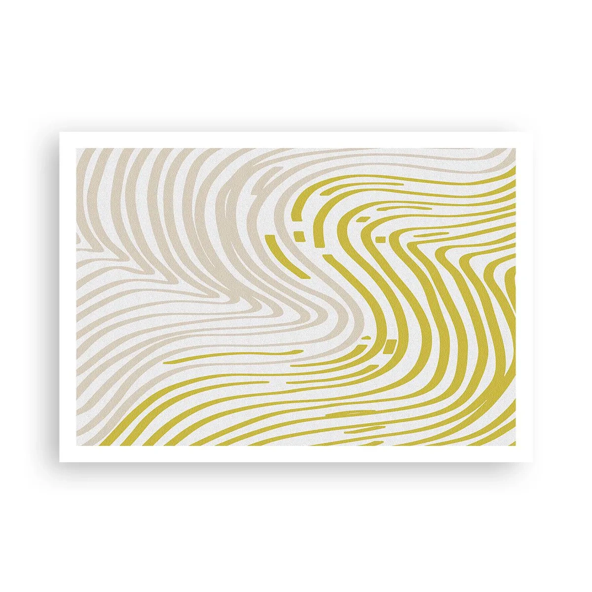 Póster - Un patrón abstracto con líneas onduladas en tonos amarillo y beige. - 100x70cm - Composición curvada - Decoración de pared moderna para salón y dormitorio ARTTOR