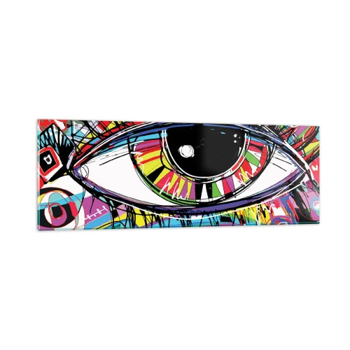 Cuadro sobre vidrio - Impresiones sobre Vidrio - Un ojo colorido - un alma colorida - 90x30 cm