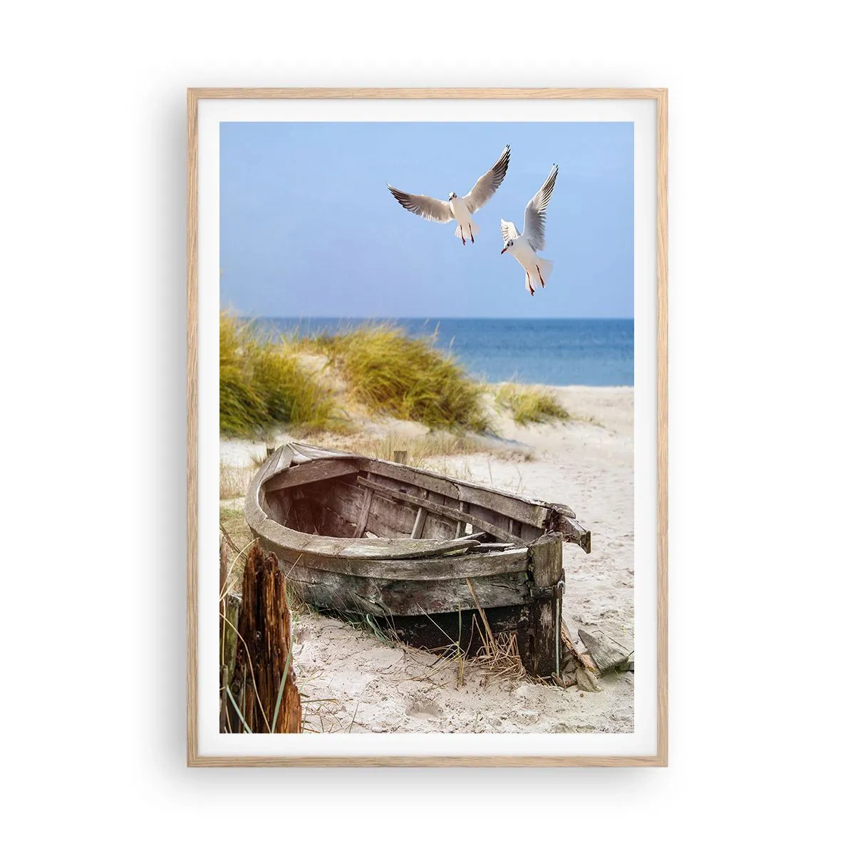 Póster en marco roble claro - Bañada por el viento - 70x100 cm