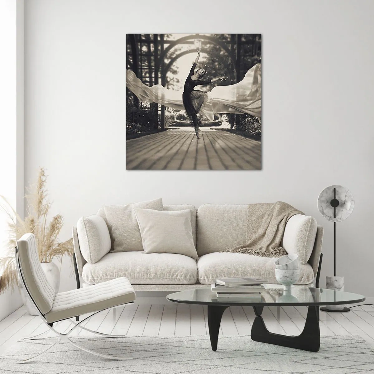 Cuadro sobre vidrio - Impresiones sobre Vidrio - Danza del espíritu del jardín - 70x70 cm