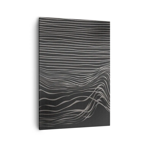 Cuadro sobre lienzo - Impresión de Imagen - Líneas blancas sobre un fondo gris oscuro en una disposición abstracta. - 50x70cm - Ritmo y acento - Decoración de pared moderna para salón y dormitorio ARTTOR