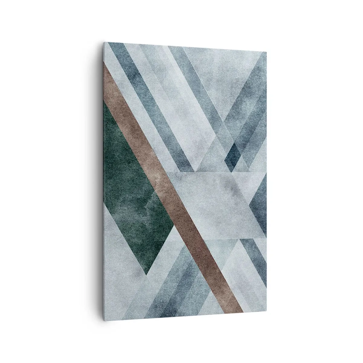 Cuadro sobre lienzo - Impresión de Imagen - Formas geométricas en tonos fríos de azul y marrón. - 80x120cm - Sofisticada elegancia de la geometría - Decoración de pared moderna para salón y dormitorio ARTTOR