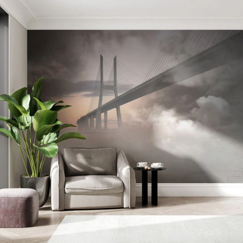 Fotomural personalizado Premium Sand - Junto al río que no existe - Paisaje, Puente, Arquitectura