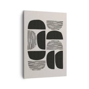 Cuadro sobre lienzo - Impresión de Imagen - Geometría con semicírculos y líneas en negro sobre fondo claro. - 50x70cm - Arreglos a medias - Decoración de pared moderna para salón y dormitorio ARTTOR