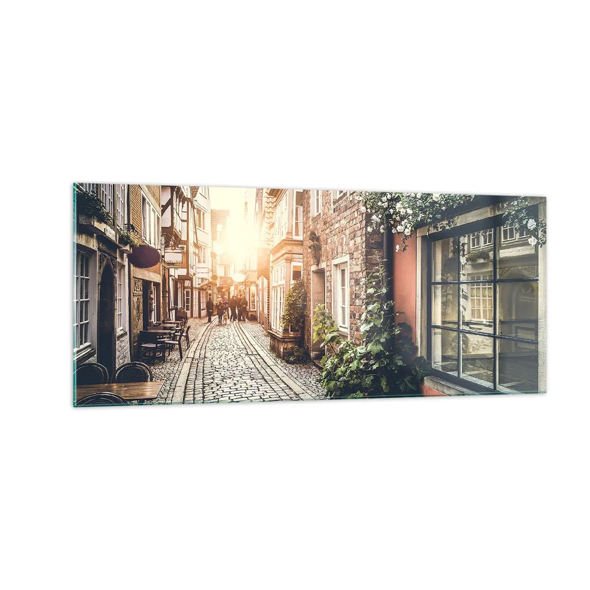 Cuadro sobre vidrio - Impresiones sobre Vidrio - El callejón de las rosas - 100x40 cm