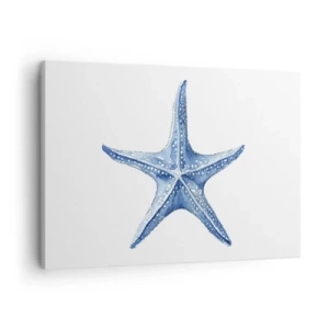 Cuadro sobre lienzo - Impresión de Imagen - Estrella de mar azul sobre fondo blanco en estilo minimalista. - 70x50cm - Estrella de mar - Decoración de pared moderna para salón y dormitorio ARTTOR