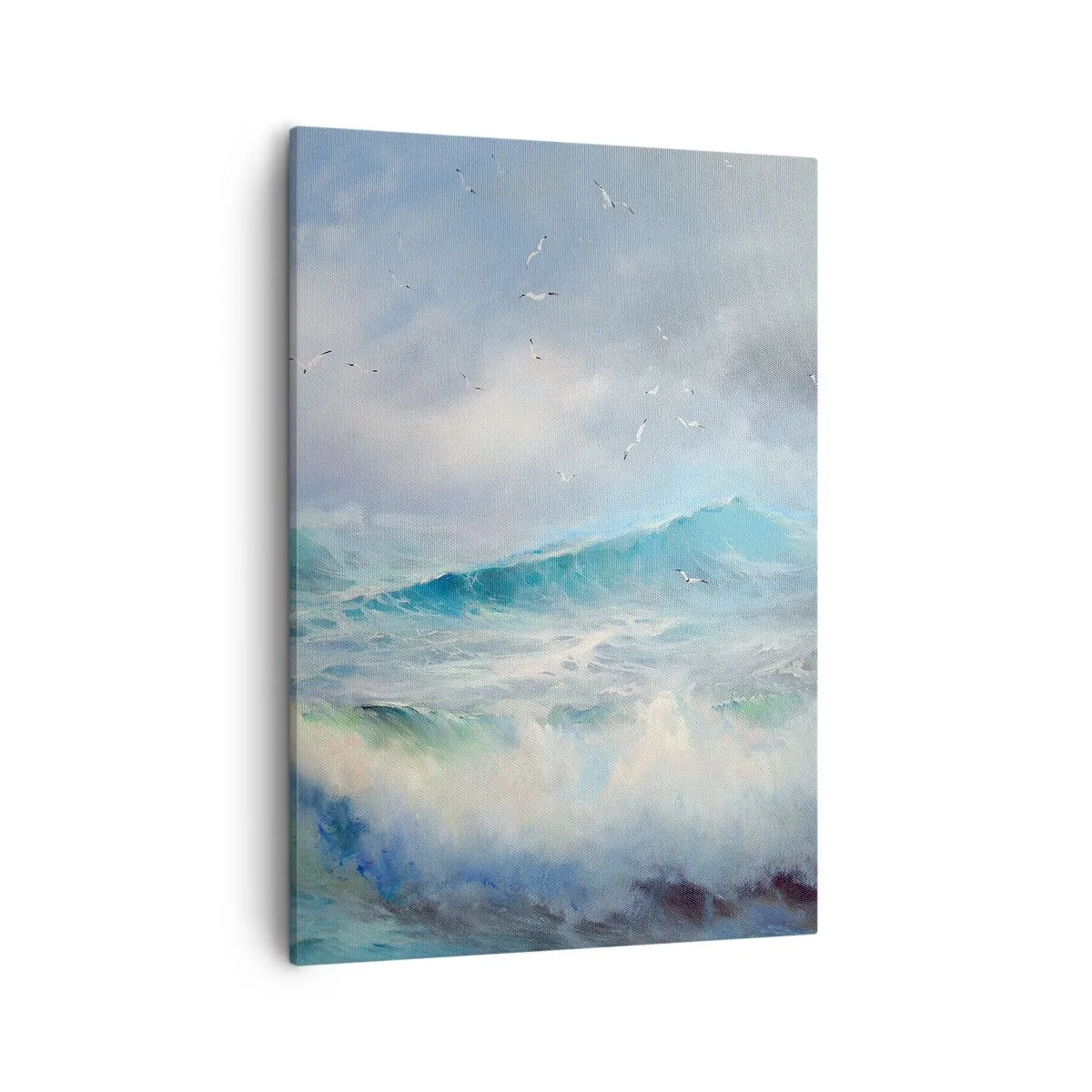 Cuadro sobre lienzo - Impresión de Imagen - Olas fuertes en el océano - 50x70cm - La fuerza del viento - Decoración de pared moderna para salón y dormitorio ARTTOR