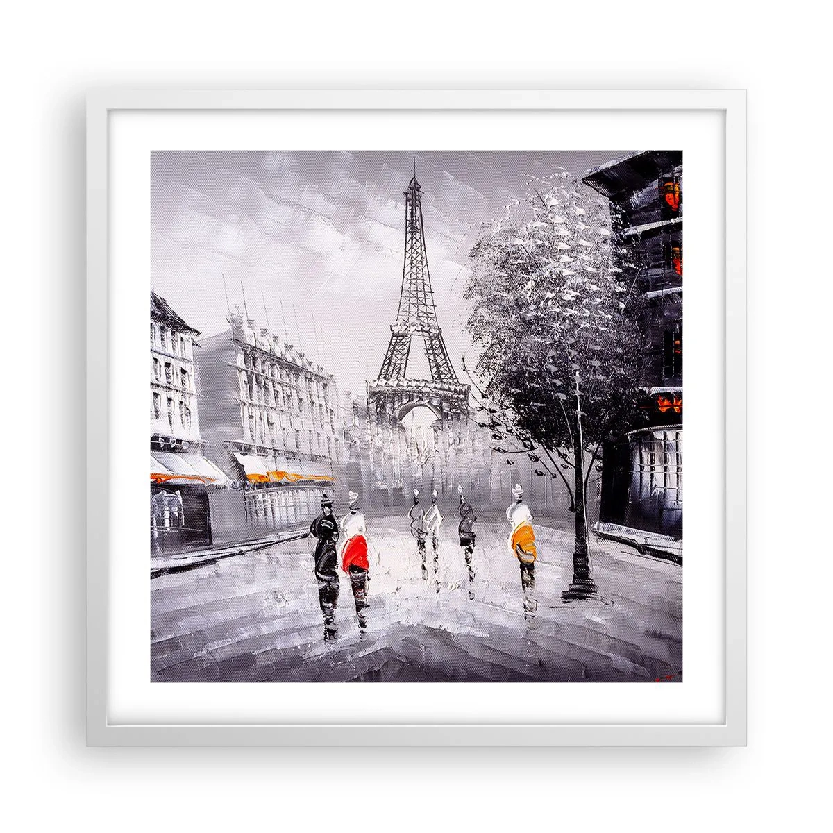 Póster en marco blanco - Un paseo parisino - 50x50 cm