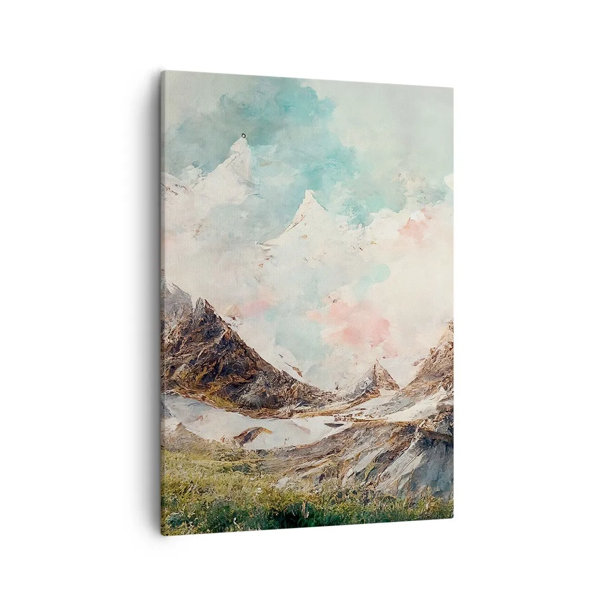 Cuadro sobre lienzo - Impresión de Imagen - Montañas pintorescas con cielos pastel - 50x70cm - Filos rocosos - Decoración de pared moderna para salón y dormitorio ARTTOR