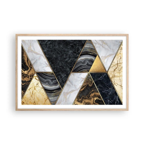 Póster en marco roble claro - Collage de piedras - 91x61 cm