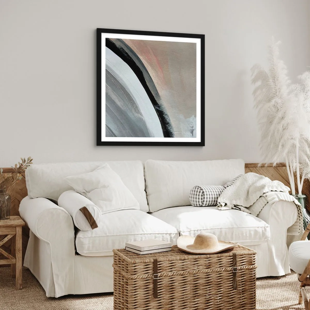 Póster en marco negro - Composición: un arco negro y gris - 30x30 cm