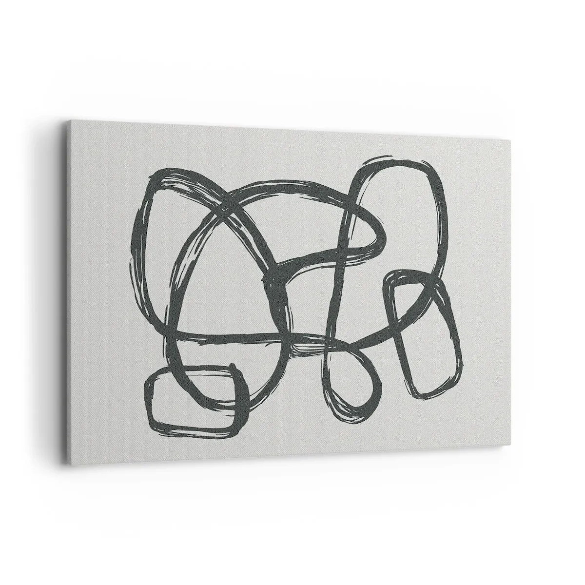 Cuadro sobre lienzo - Impresión de Imagen - Líneas abstractas que crean formas libres sobre un fondo claro - 120x80cm - Abstracción en bucle - Decoración de pared moderna para salón y dormitorio ARTTOR