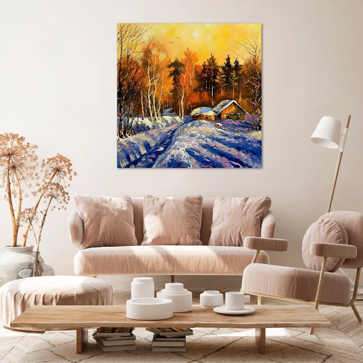 Cuadro sobre lienzo - Impresión de Imagen - Una impresión invernal al sol - 30x30 cm