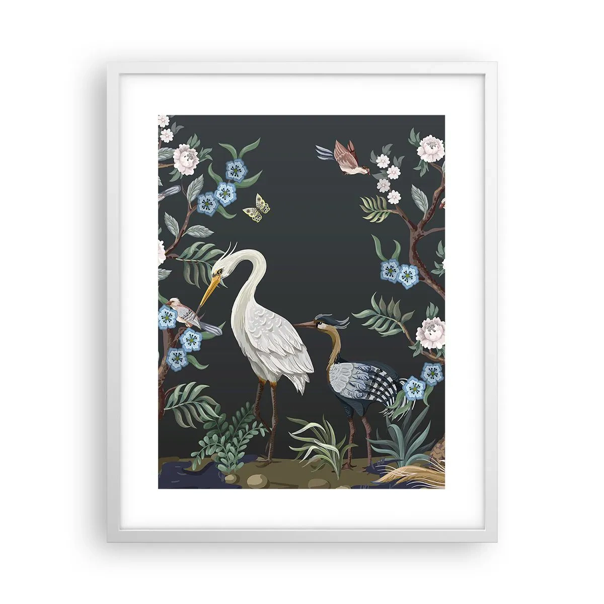 Póster en marco blanco - Desfile de aves - 40x50 cm
