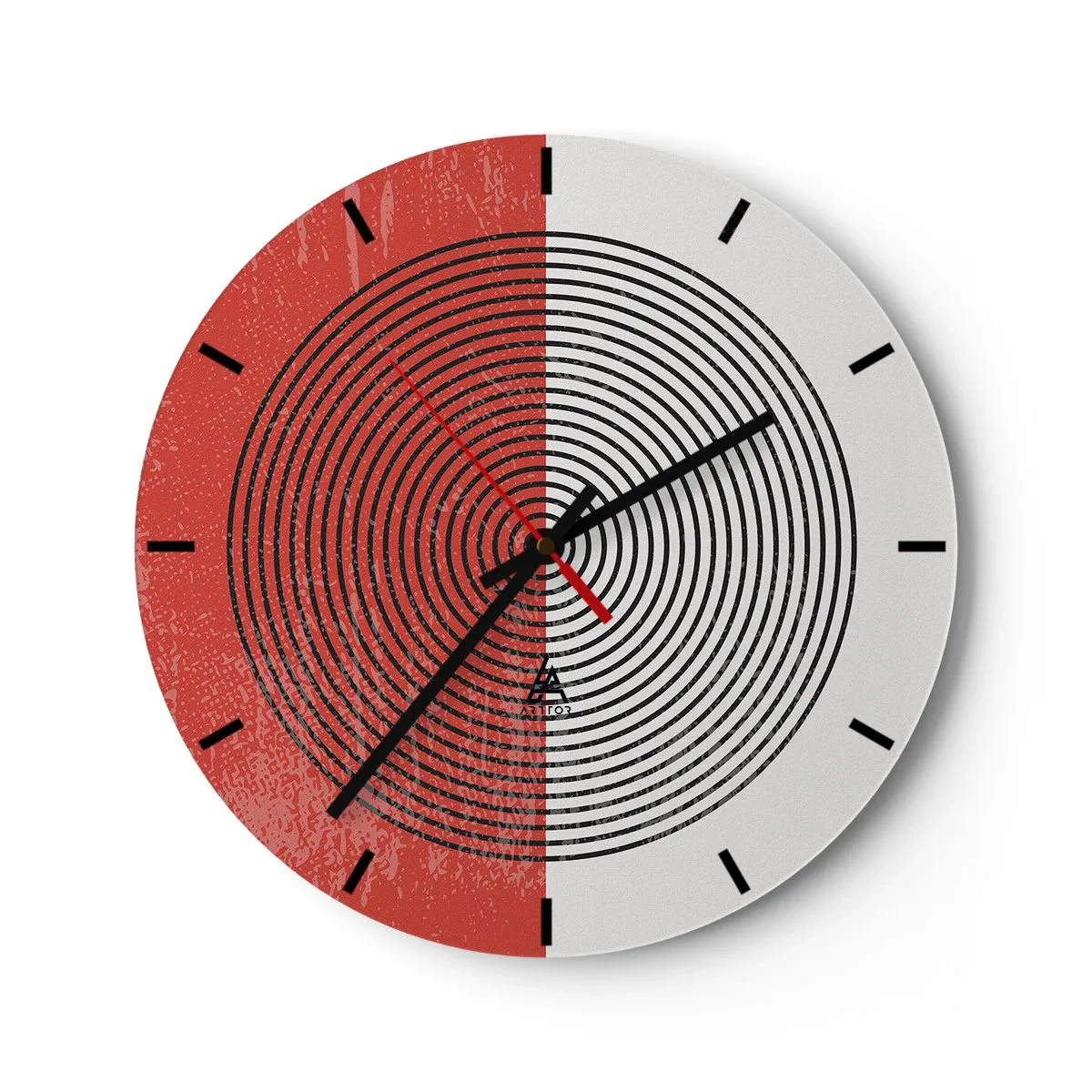 Reloj de pared - Reloj de vidrio - Patrón de espiral minimalista sobre un fondo dividido - 30x30cm - En el corazón de la misma - Decoración de pared moderna para salón, cocina y dormitorio ARTTOR