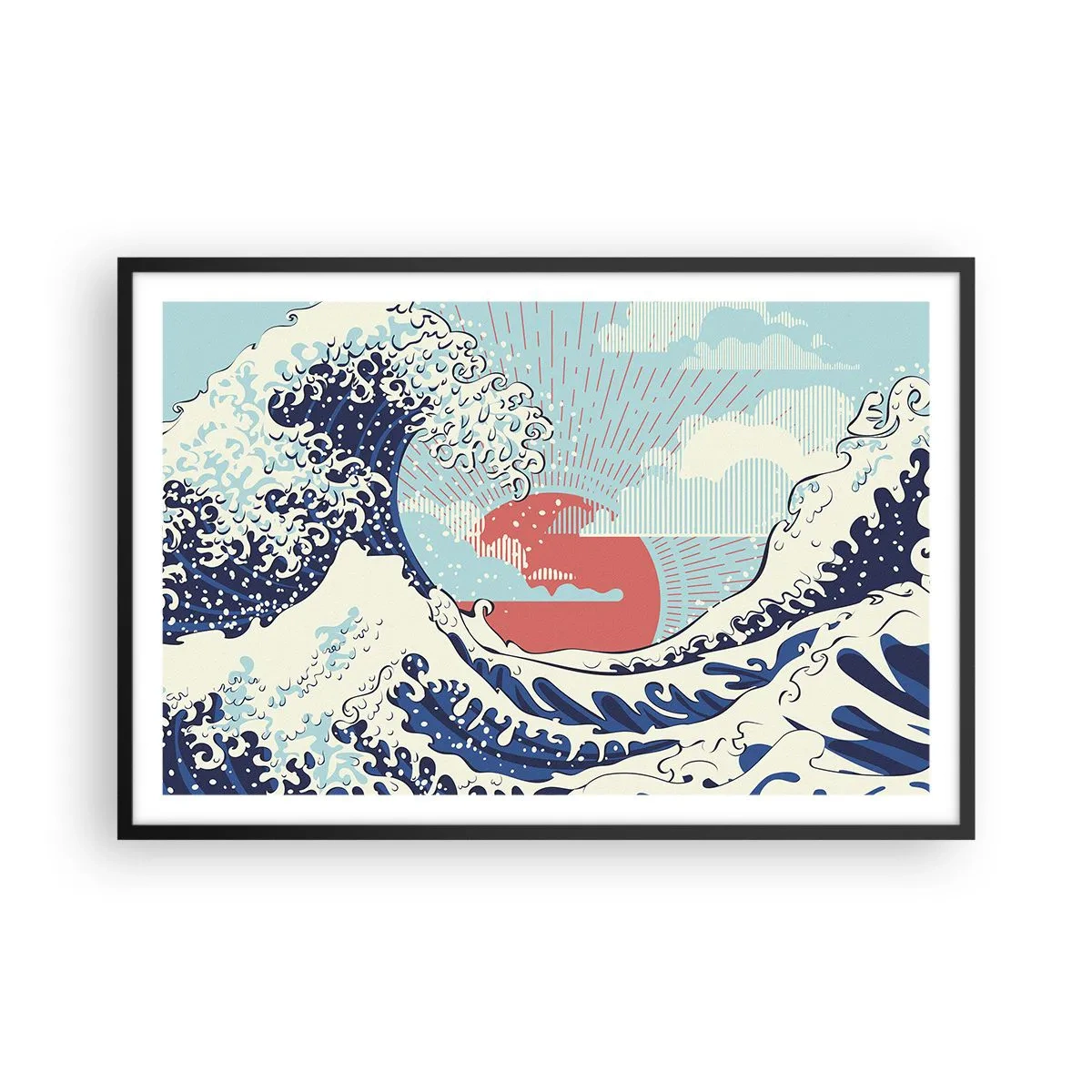 Póster en marco negro - De inspiración japonesa - 91x61 cm