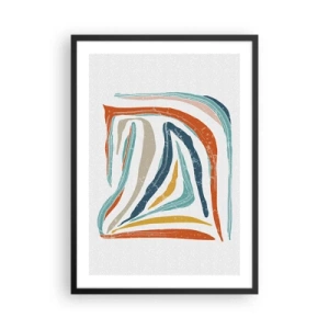 Póster en marco negro - Abstracción colorida con líneas orgánicas. - 50x70cm - Abstracción sonriente y amistosa - Decoración de pared moderna para salón y dormitorio ARTTOR