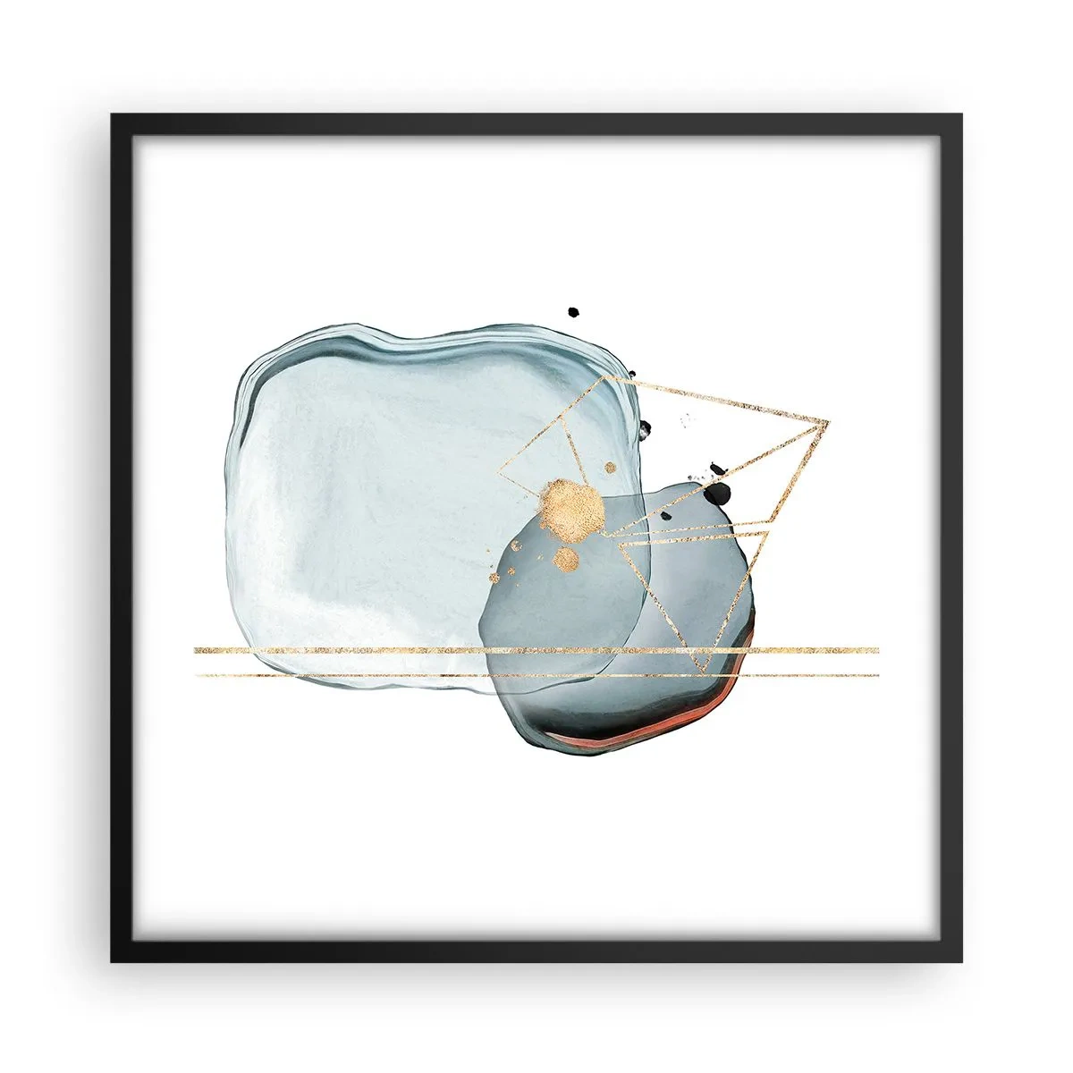 Póster en marco negro - Un estudio de gotas - 50x50 cm