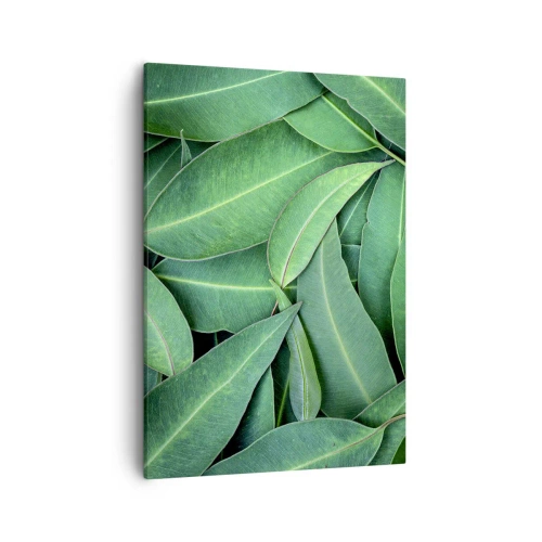 Cuadro sobre lienzo - Impresión de Imagen - Primer plano de hojas verdes que crean un patrón natural. - 50x70cm - Jugosidad y frescura - Decoración de pared moderna para salón y dormitorio ARTTOR