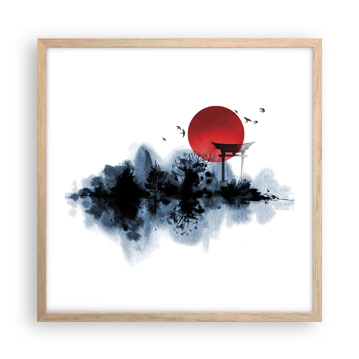 Póster en marco roble claro - Visión japonesa - 50x50 cm