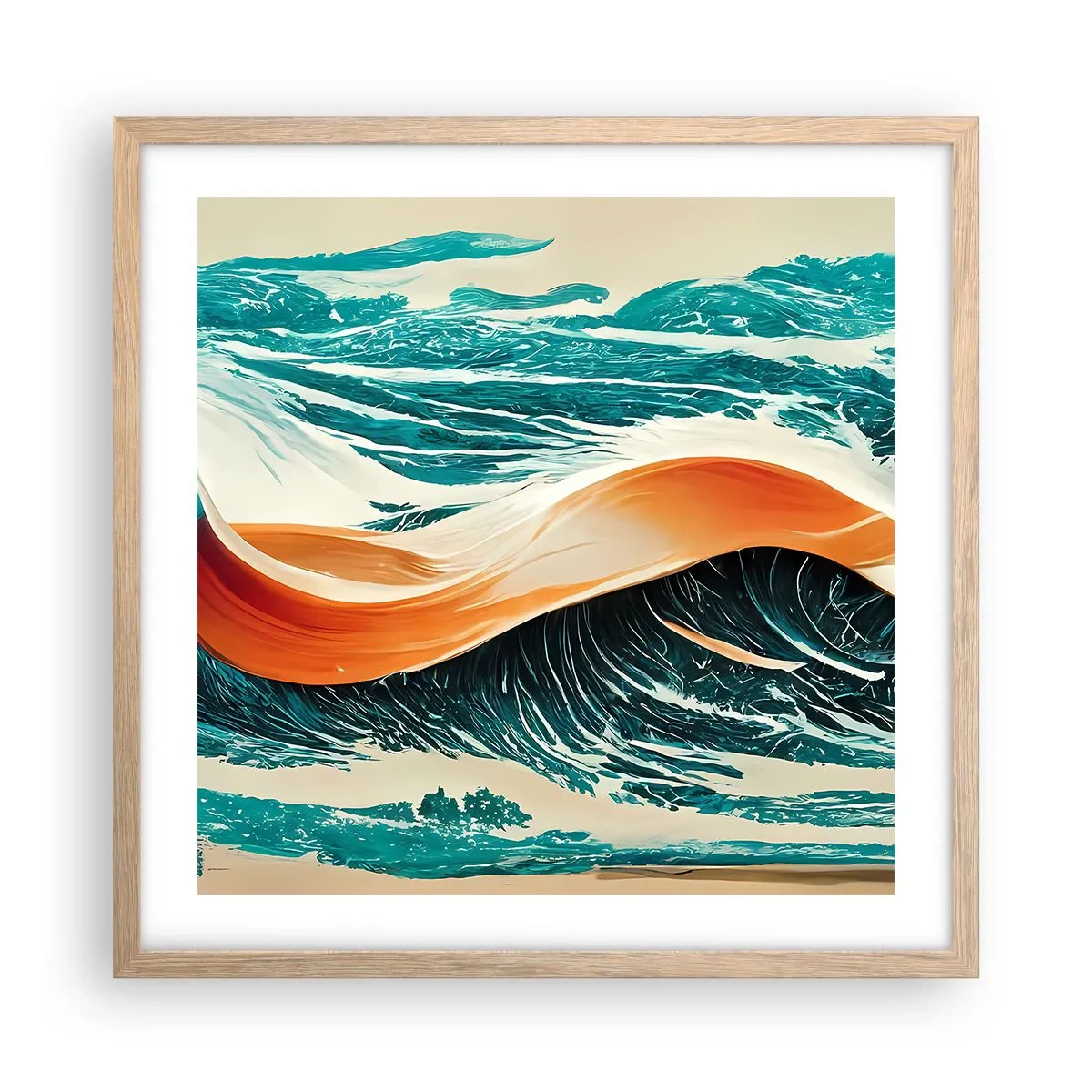 Póster en marco roble claro - El sueño de un surfista - 50x50 cm
