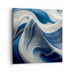 Cuadro sobre lienzo - Impresión de Imagen - Fluidez de azul y blanco - 40x40 cm