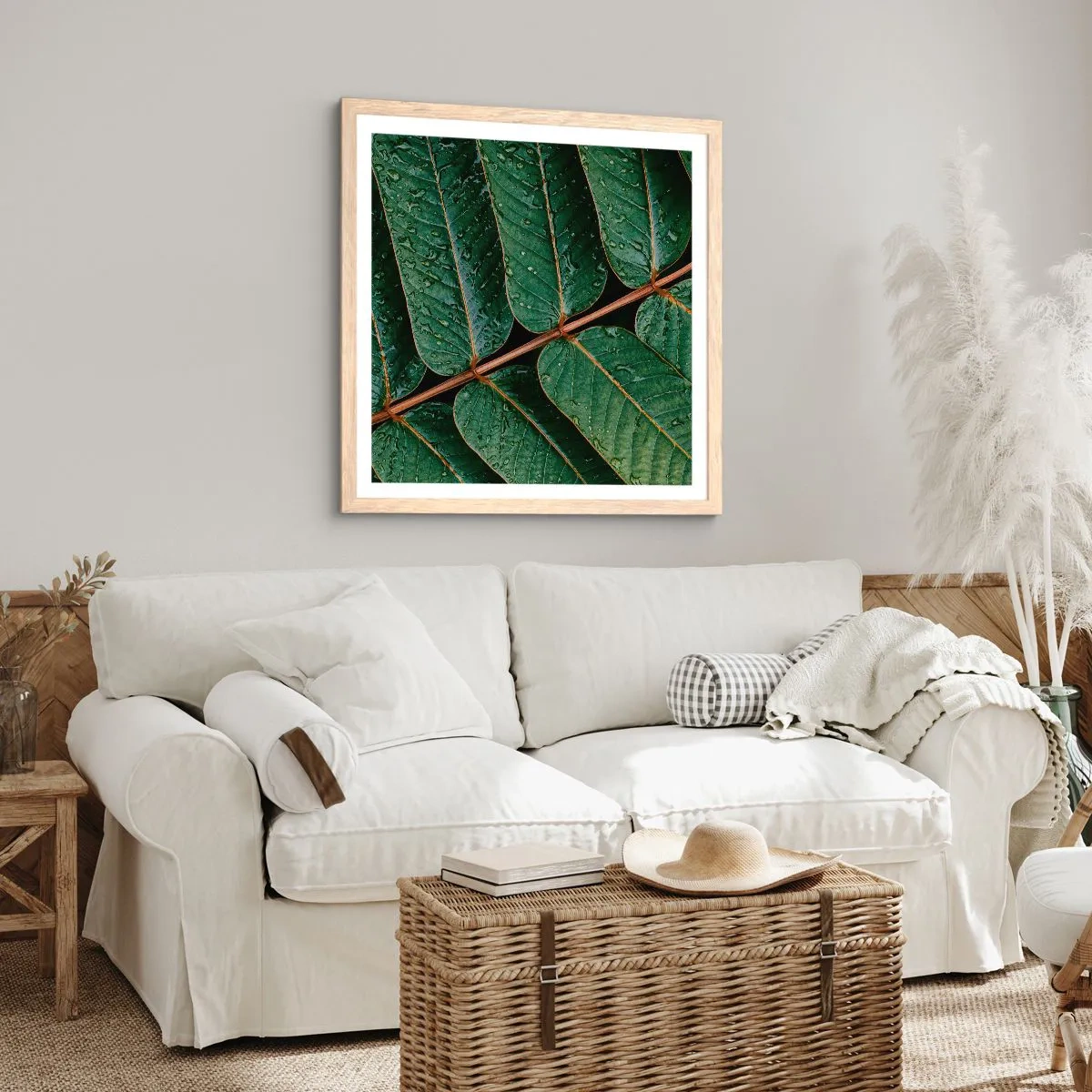 Póster en marco roble claro - En un ritmo verde - 50x50 cm