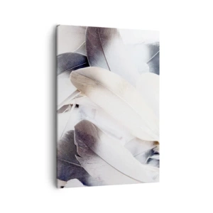 Cuadro sobre lienzo - Impresión de Imagen - Primer plano de delicadas plumas en tonos blancos y grises. - 50x70cm - Casi angelical - Decoración de pared moderna para salón y dormitorio ARTTOR