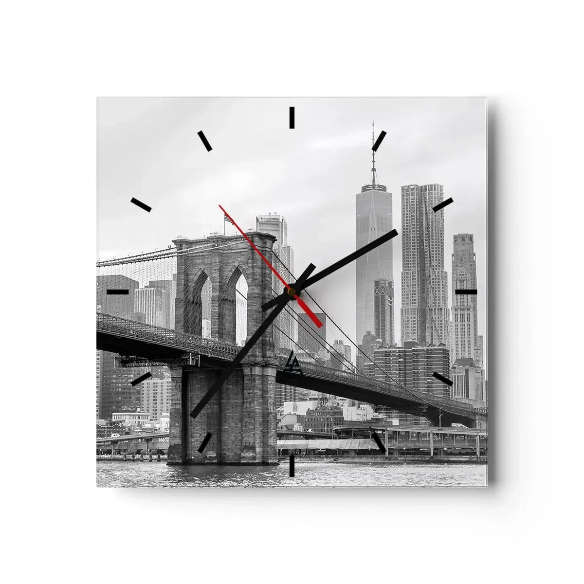 Reloj de pared - Reloj de vidrio - Vibraciones de Nueva York - 40x40 cm