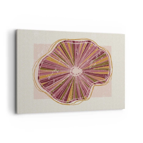 Cuadro sobre lienzo - Impresión de Imagen - Patrón abstracto de rodajas de árbol en tonos rosados - 120x80cm - Abstracción radiante - Decoración de pared moderna para salón y dormitorio ARTTOR