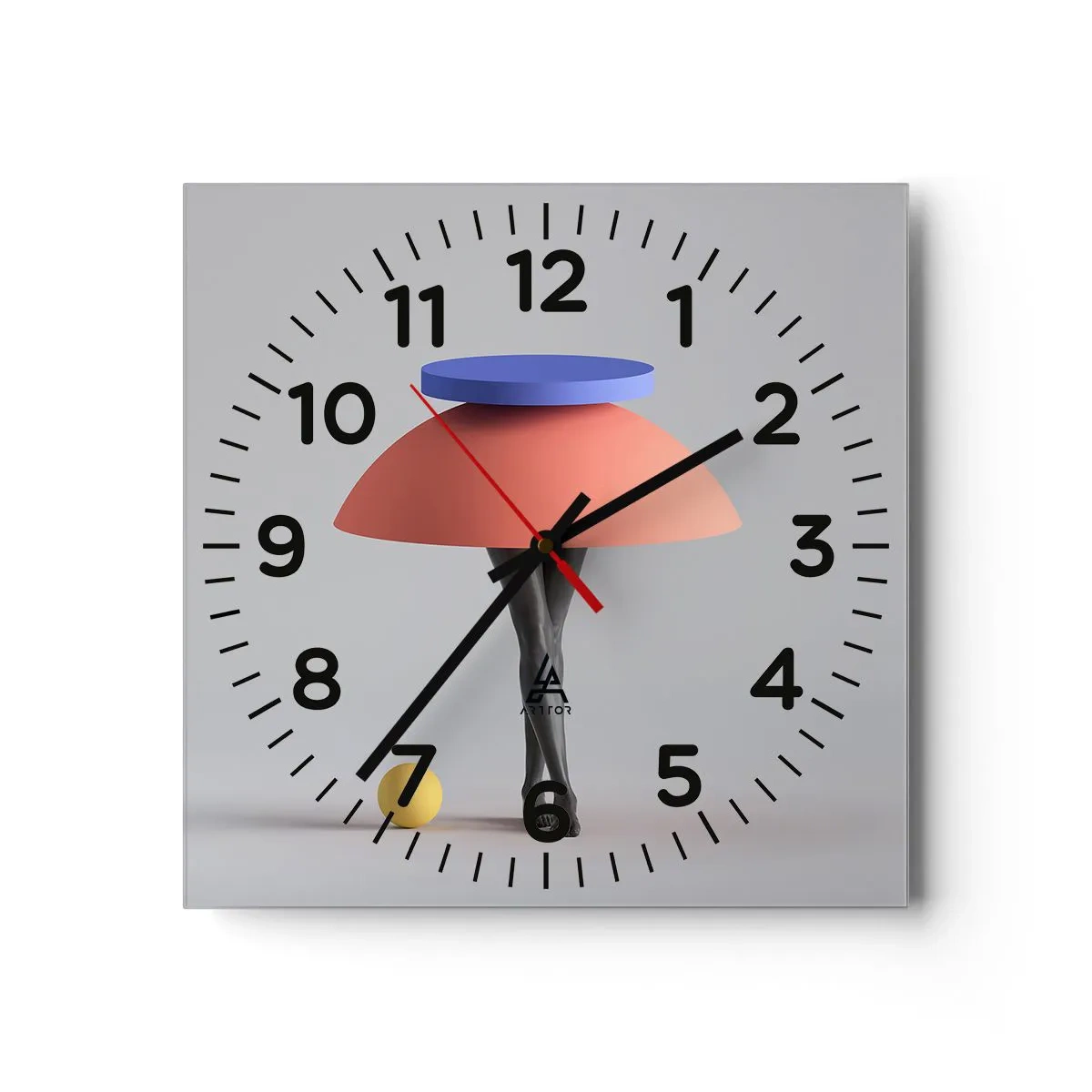 Reloj de pared - Reloj de vidrio - Composición surrealista - 40x40 cm