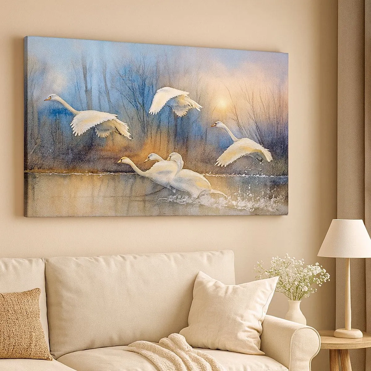 Cuadro sobre lienzo - Impresión de Imagen - Como en un cuento de cisnes salvajes - 100x40 cm
