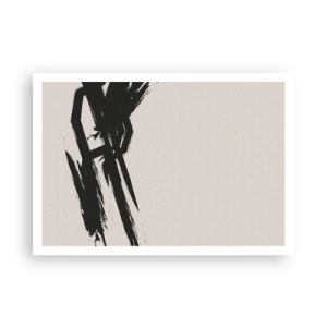 Póster - Pinceladas dinámicas en negro sobre un fondo claro - 100x70cm - Impulso imparable - Decoración de pared moderna para salón y dormitorio ARTTOR