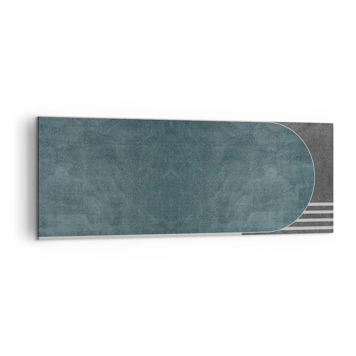 Cuadro sobre lienzo - Impresión de Imagen - Abstracción geométrica en tonos grises y verdes. - 140x50cm - Composición horizontal - Decoración de pared moderna para salón y dormitorio ARTTOR