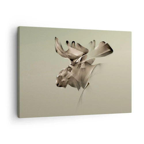 Cuadro sobre lienzo - Impresión de Imagen - Una imagen abstracta de un alce sobre un fondo minimalista. - 70x50cm - El suave poder de la paz - Decoración de pared moderna para salón y dormitorio ARTTOR