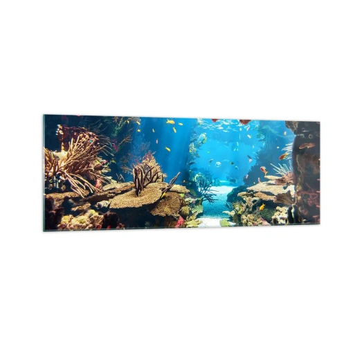 Cuadro sobre vidrio - Impresiones sobre Vidrio - Mundo submarino con arrecifes de coral y peces. - 140x50cm - Ni siquiera has soñado - Decoración de pared moderna para salón y dormitorio ARTTOR