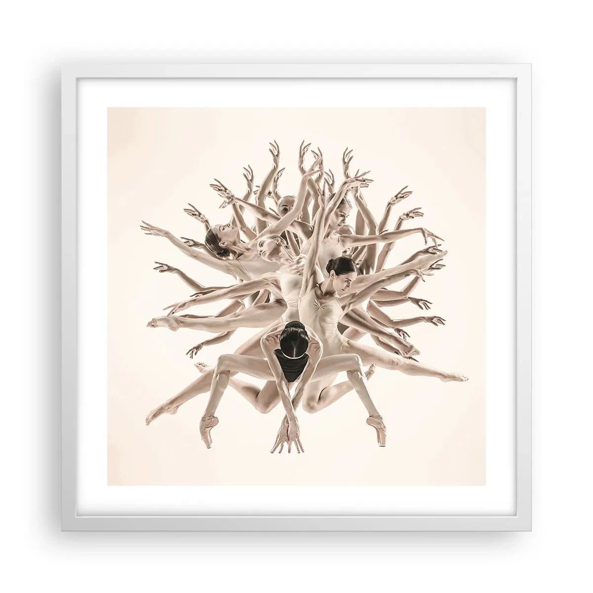 Póster en marco blanco - Floreciendo en la danza - 50x50 cm