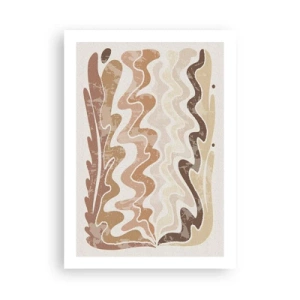 Póster - Una composición abstracta en tonos cálidos de beige. - 50x70cm - Buena energía - buenas emociones - Decoración de pared moderna para salón y dormitorio ARTTOR