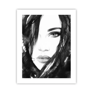 Póster - Retrato de una dama en blanco y negro - 40x50 cm