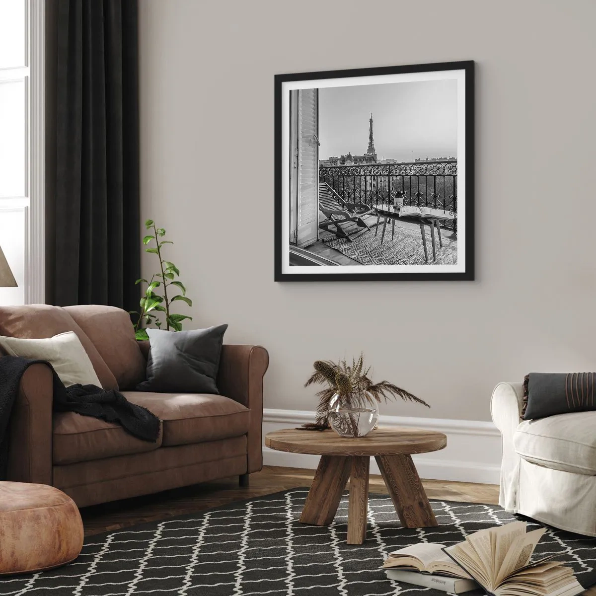 Póster en marco negro - Una tarde parisina - 50x50 cm