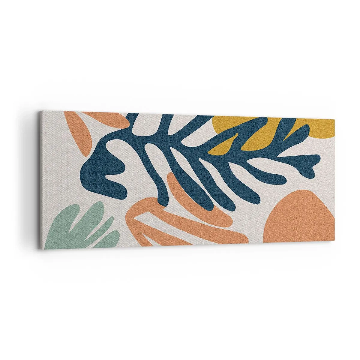 Cuadro sobre lienzo - Impresión de Imagen - Hojas coloridas en estilo abstracto. - 120x50cm - Mares de coral - Decoración de pared moderna para salón y dormitorio ARTTOR
